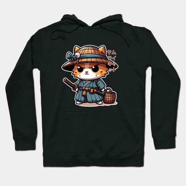 Japanese Samurai Ninja Cat Hoodie by Shreefel